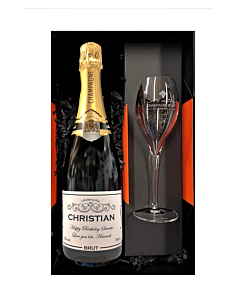 Personalised Champagne & Flute in Stylish Presentation Box