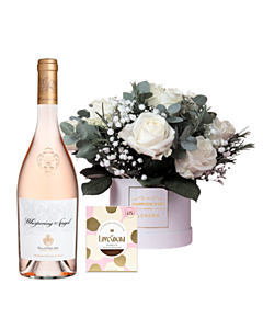  "Pure Pleasure" Stunning Fragrant Hat Box Flower Gift - Personalised Whispering Angel & Prosecco Milk Chocolate