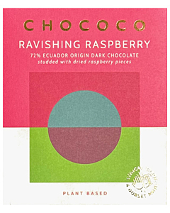  Ravishing Raspberry 72% Ecuadorian Dark Chocolate Bar with Dried Raspberry Pieces
