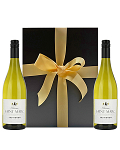 Personalised Duo of French Sauvignon Blanc Wine in Black Presentation Box, South of France
