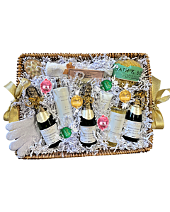 "Sparkling Serenity" Spa Basket - Miniature 1er Cru Champagne Bottles & Luxury Bath Treats 