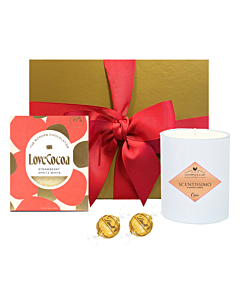 "Pinks & Roses" Personalised Gift Set - English Rose Scented Candle & Stawberry Chocolate