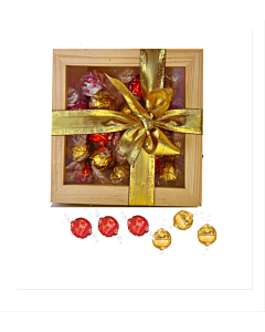  Swiss Truffle Treasure Box - Favourite Red & Gold Truffles in Luxury Wooden Case
