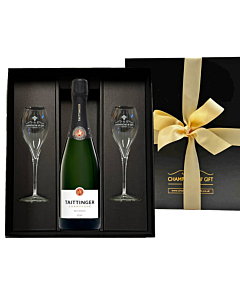 Personalised TAITTINGER Brut Reserve Champagne & Flutes Gift Box