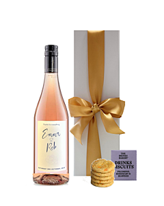 "Perfect Pairing" Rosé Wine & Drinks Biscuits Taster Gift - Personalised Syrah Rosé, Languedoc, South of France - Presented in White Gift box With Hand Tied Bow