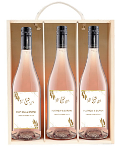 Trio of Signature Personalised Rose Wine in Wooden Box - Syrah Rosé St. Marc, South of France