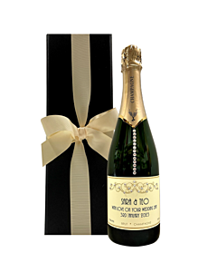 "Touch of Sparkle" Personalised Champagne with Crystal Gems - Gift Set in Classique Black Box