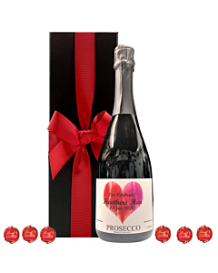 Personalised Prosecco With Swiss Chocolate Truffles - Valentines Gift Presented in White Gift Box