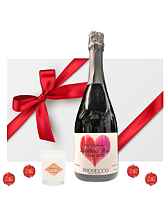 Personalised Prosecco & Mini Scented Candle - With Swiss Truffles Presented in White Gift Box