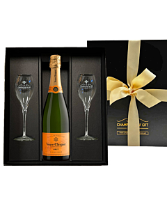 Personalised Veuve Clicquot Champagne & Flutes Gift Box