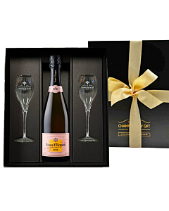 Personalised Veuve Clicquot Rose Champagne & Flutes Gift Box