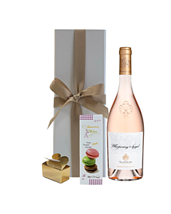 "Heavenly" Whispering Angel Rosé Luxury Gift Box - Mini Assorted Macarons & Swiss Truffle Taster Box