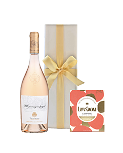 "Summer Dream" Whispering Angel & Chocolate Gift with Strawberry & Champagne White Chocolate Bar- Presented In White Gift Box