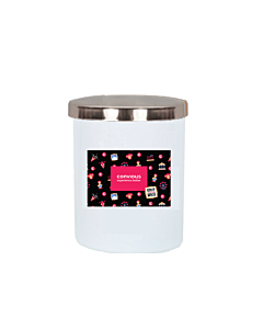 "Summer Whisper" Deluxe Branded Candle - Topped With Silvery Lid - Fragrance: Apple Blossom & Pomegranate (White)