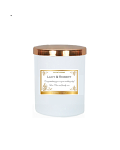 "Twilight Encounter" Deluxe Personalised Candle - Topped With Golden Lid - Fragrance: Cedarwood & Jasmine (White)