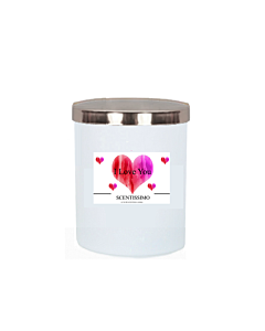 "Garden of the Morning Calm" Deluxe Personaliised Candle - Topped With Silvery Lid - Fragrance: Ylang Ylang & Lavender (White) 