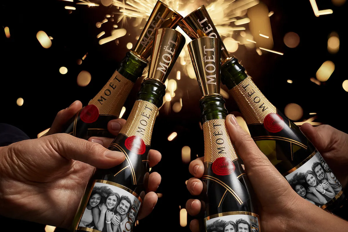 Celebration with Mini Moet bottles and sippers