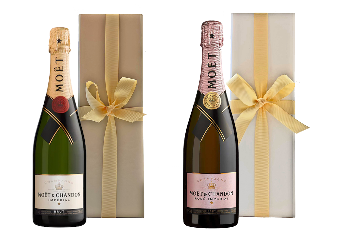 Moet Brut Imperial with Gift Box and Moet Rose Imperial with Gift Box