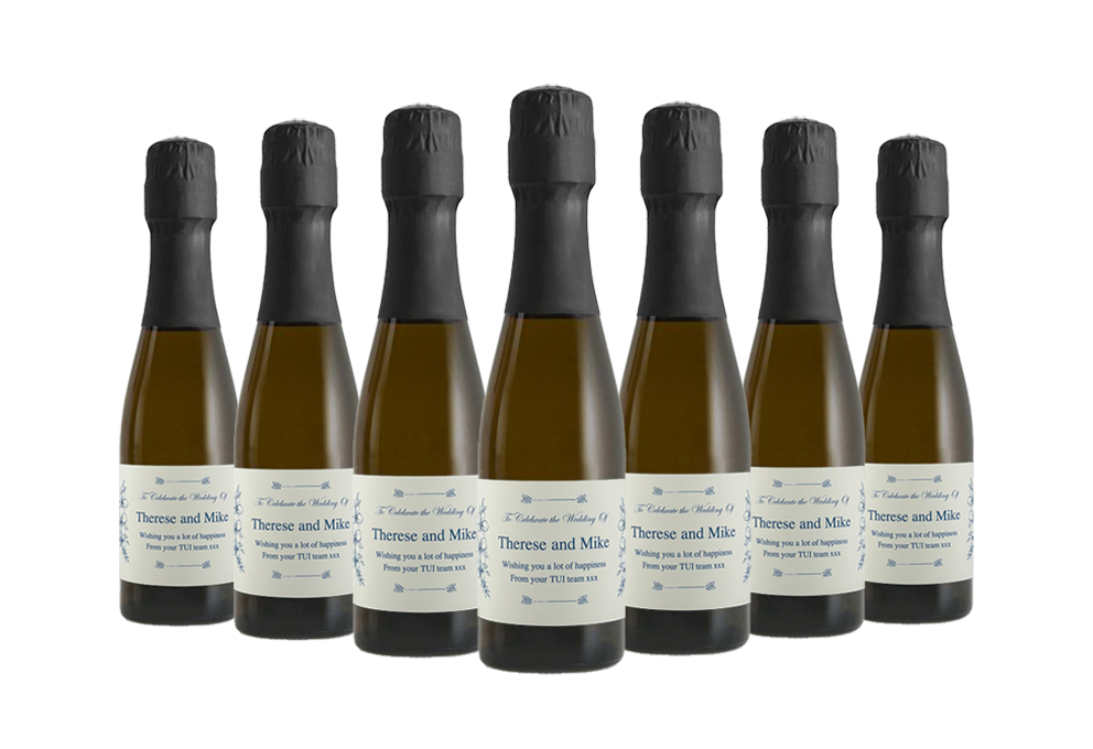 7 bottles of personalised mini prosecco