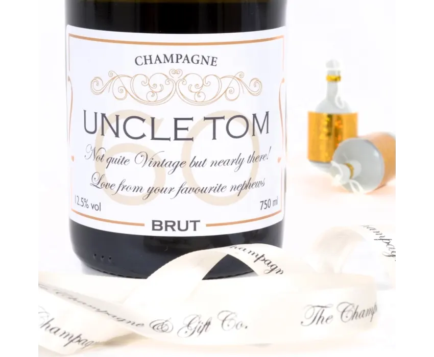 Champagne bottle with 60th birthday label