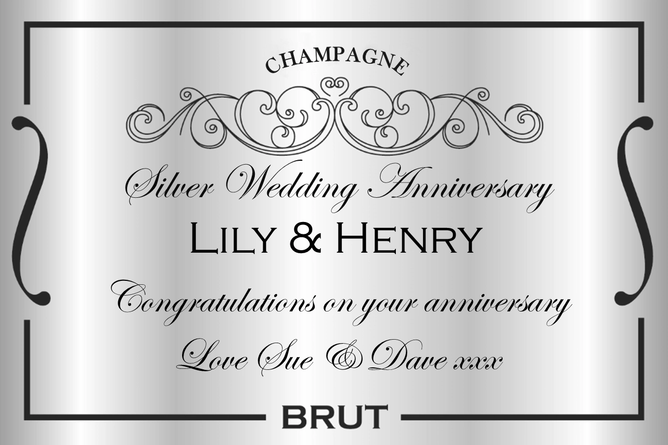 Silver Anniversary Personalised Label