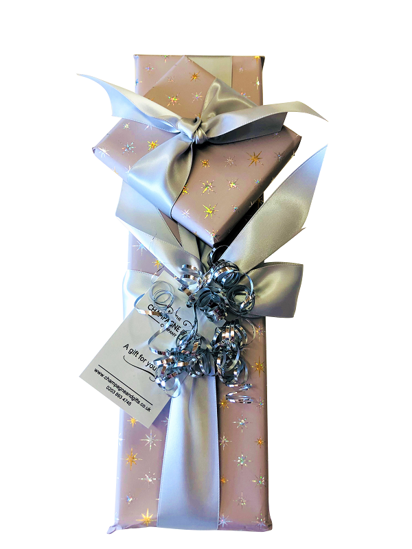 beautiful gift wrapping champagne