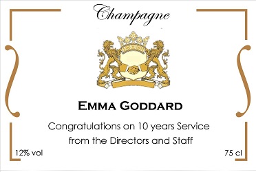 long service award corporate champagne label