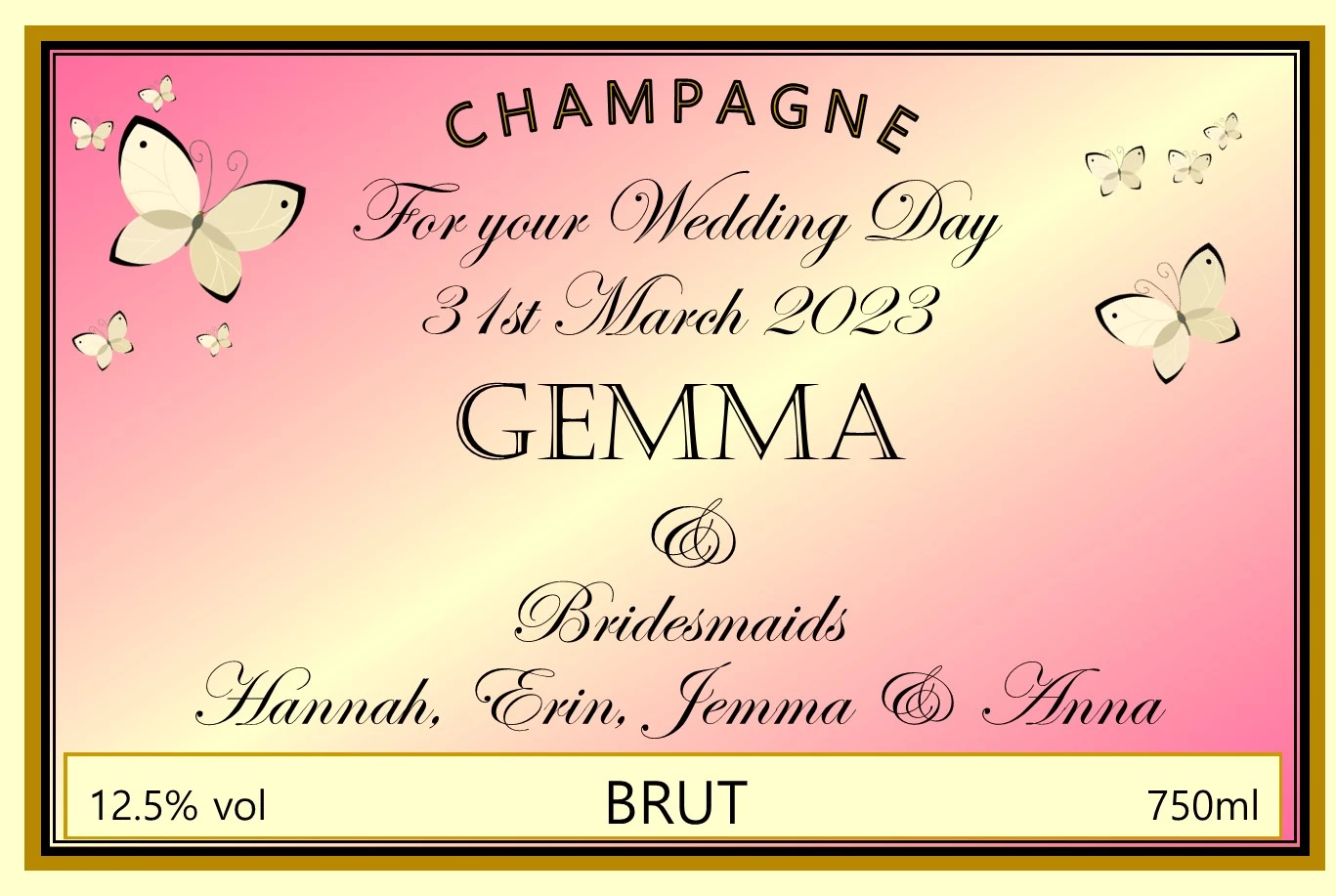 personalised-champagne-pink-butterflies
