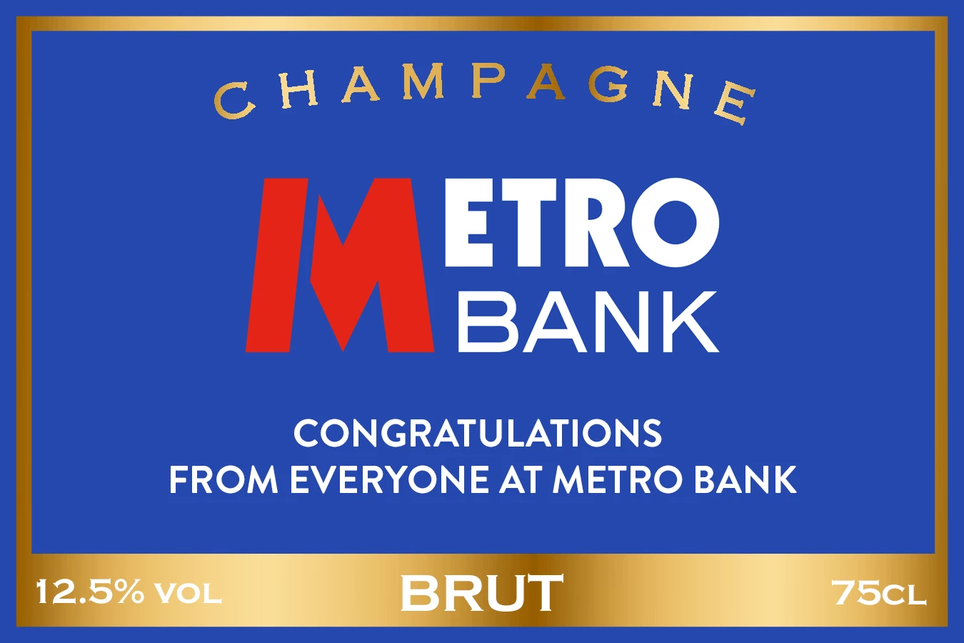 Metro Bank Branded Champagne Label