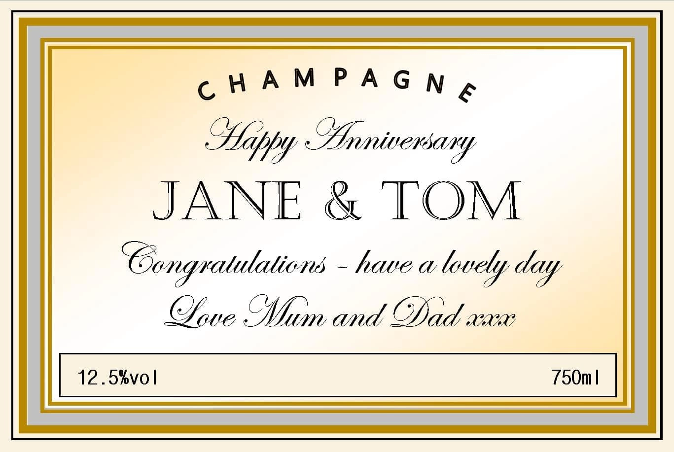 personalised champagne anniversary cream silver
