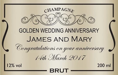 personalised champagne golden anniversary