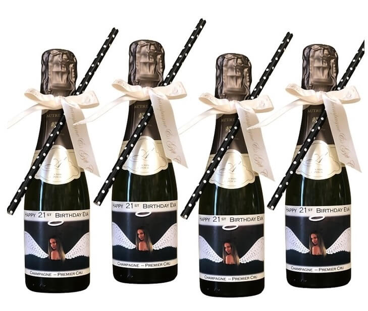 100 Personalized Silver Champagne Bottle Boxes Birthday Graduation Party Favors 