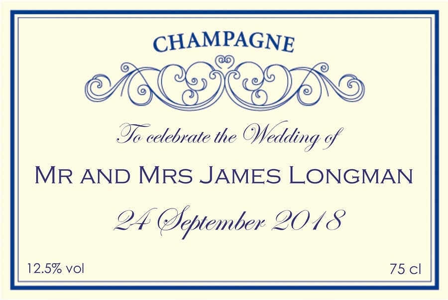 personalised-cream-and-blue-wedding-label-champagne